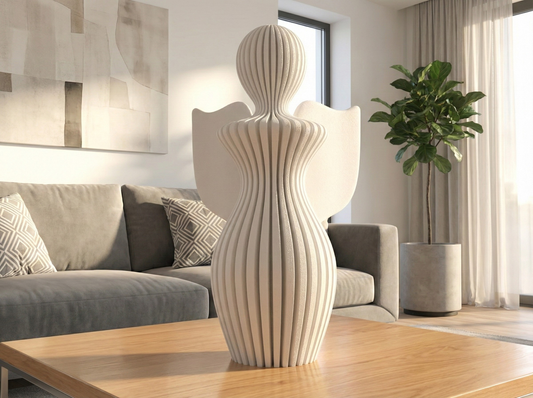 Modern Angel, Minimalist Christmas, 3D Printed Decor, Ribbed Texture, Scandi Style, Nordic Home, Guardian Angel Statue, Memorial Gift, Abstract Figurine, Fuzzy Texture, Matte Finish, Mantel Decor, Holiday Centerpiece, Contemporary Sculpture