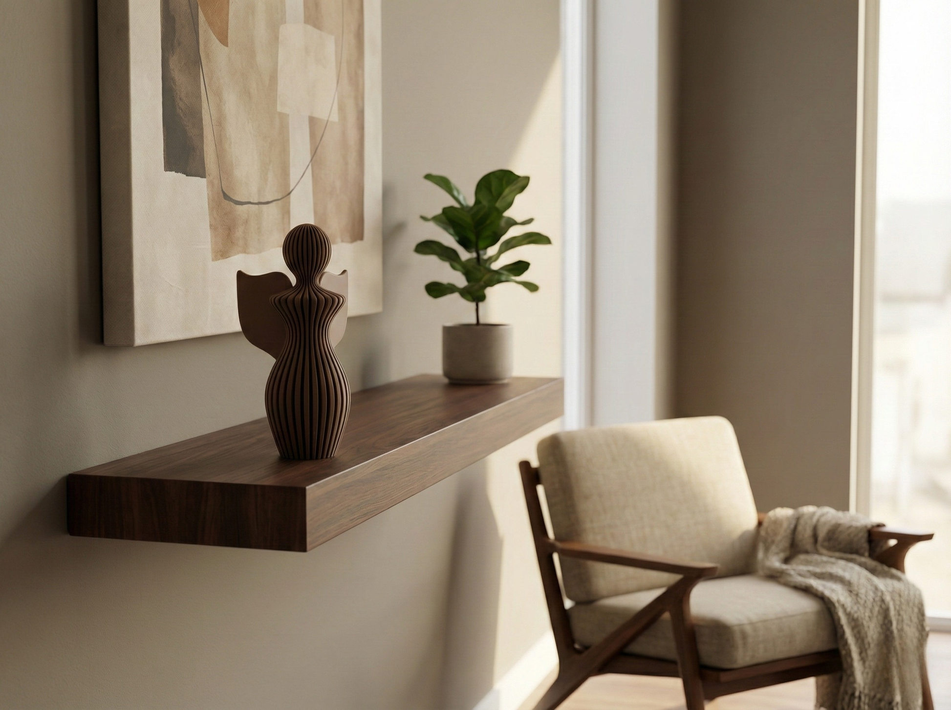 Modern Angel, Minimalist Christmas, 3D Printed Decor, Ribbed Texture, Scandi Style, Nordic Home, Guardian Angel Statue, Memorial Gift, Abstract Figurine, Fuzzy Texture, Matte Finish, Mantel Decor, Holiday Centerpiece, Contemporary Sculpture