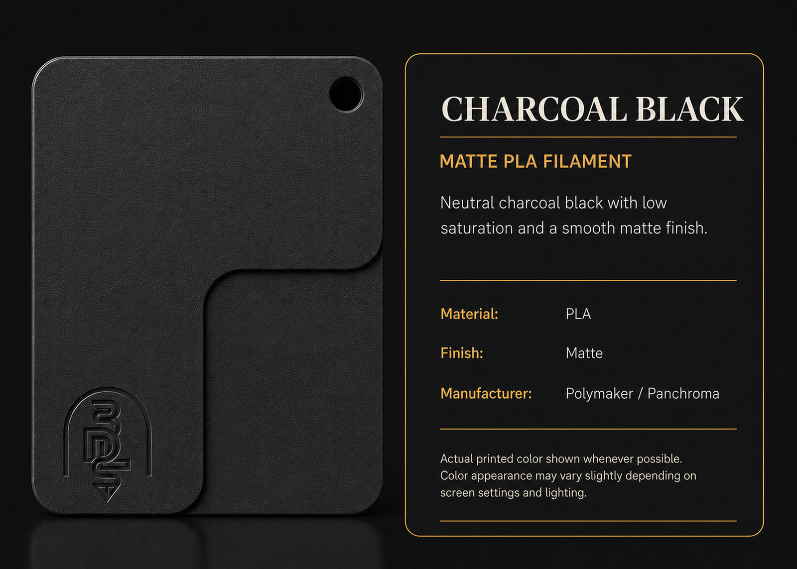 Charcoal Black filament swatch