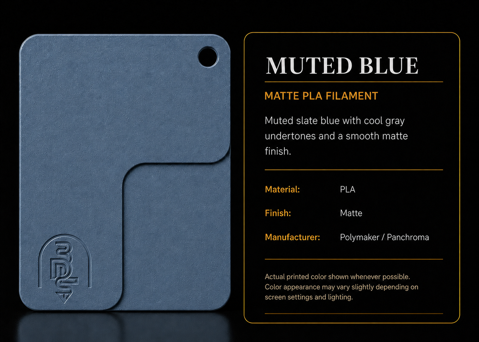 Muted Blue filament swatch