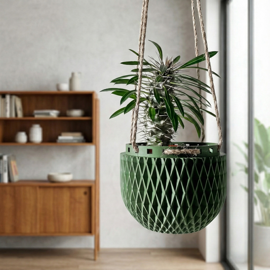 Newman | Modern Ribbed Hanging Planter | Scandi Decor