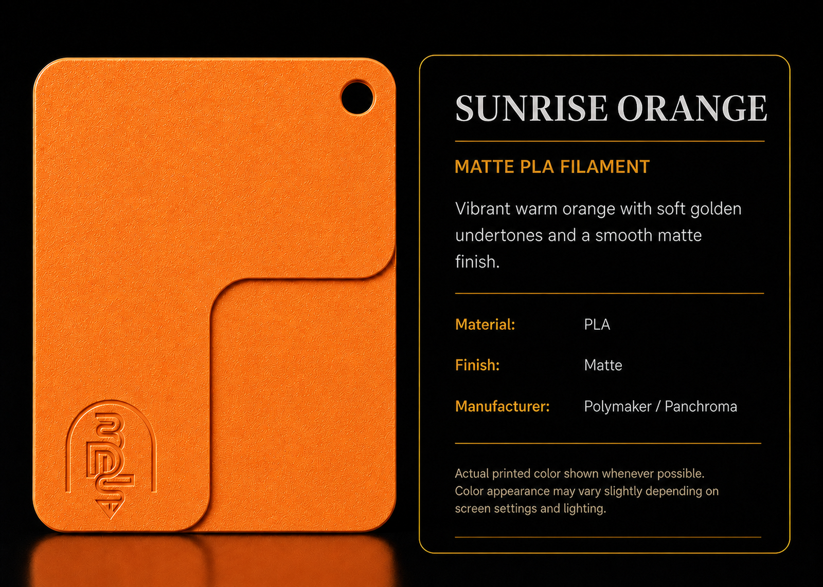 Sunrise Orange filament swatch