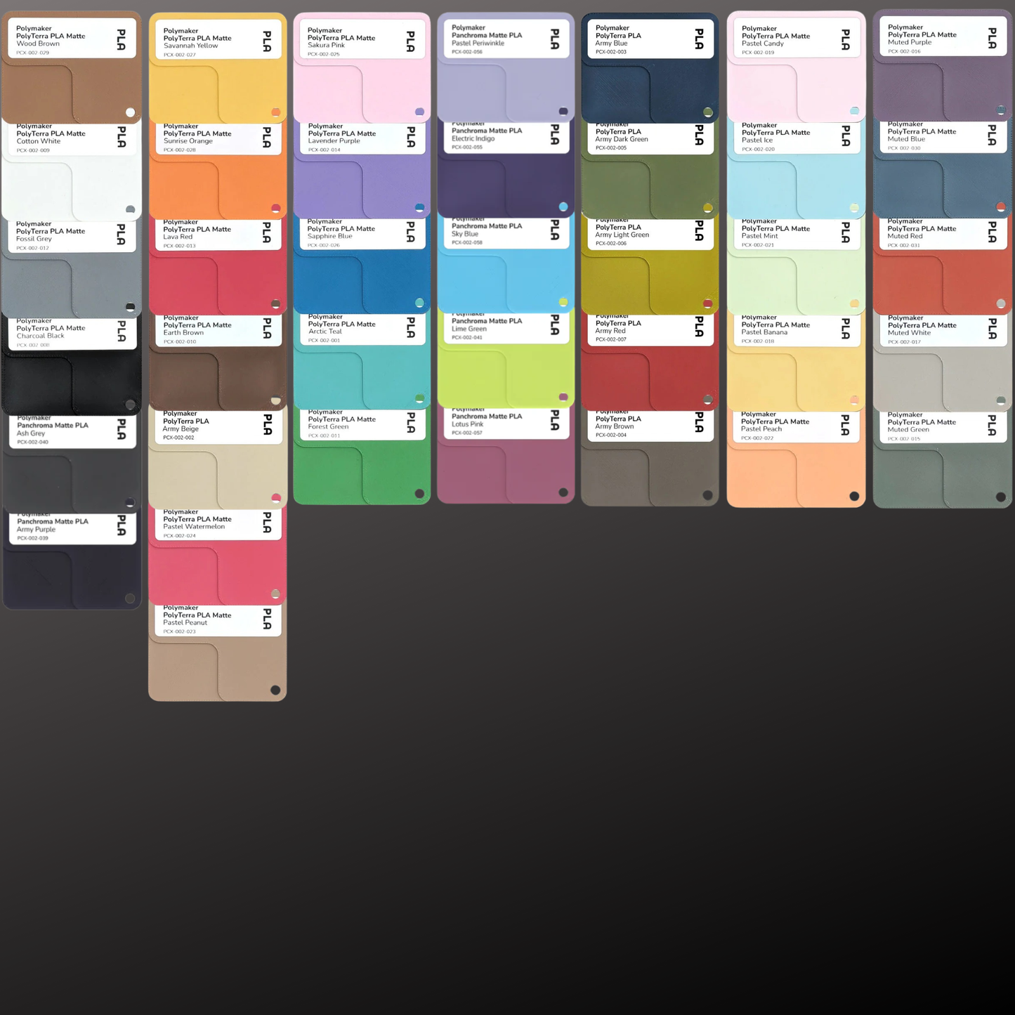 Color swatches arranged in a grid on a dark background
