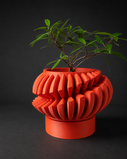 The Luxe decorative planter and tray styled with a green plant